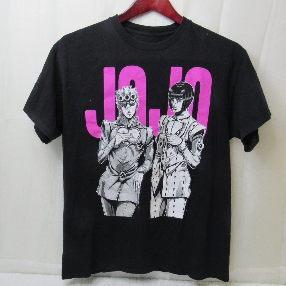 JoJo's Bizarre Adventure Adult Medium Black Neon Pink T-shirt Spell Out E-Boy